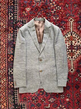 SuitSupply 36R Linen Silk Blazer Suit Jacket Lanaficio Fabric Grey / Blue